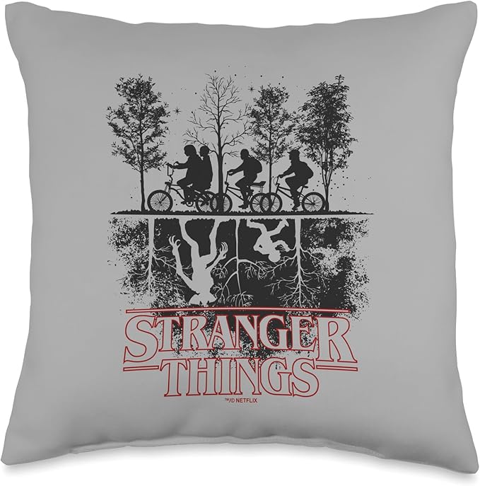 Stranger Things Upside Down Hawkins Ride Logo Throw Pillow