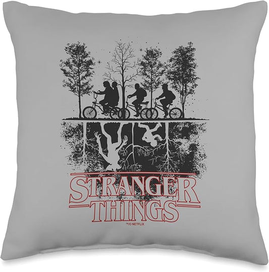 Stranger Things Upside Down Hawkins Ride Logo Throw Pillow