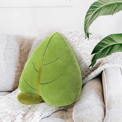 45cm/17.7IN Plush 3D Leaf Shaped Plants Throw Pillow, Green Plant Shaped Cute Plush Cushion for Bedroom Home Decoration