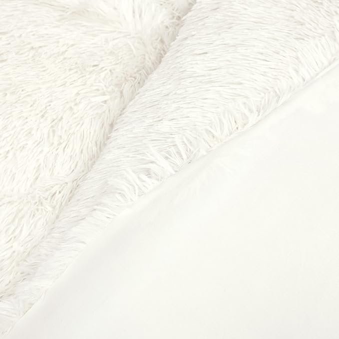 Lush Decor Emma Faux Fur Comforter King Size 3 Piece Set Ivory - Cream Bedding Set King Comforters - Fluffy Comforter - Modern Decor