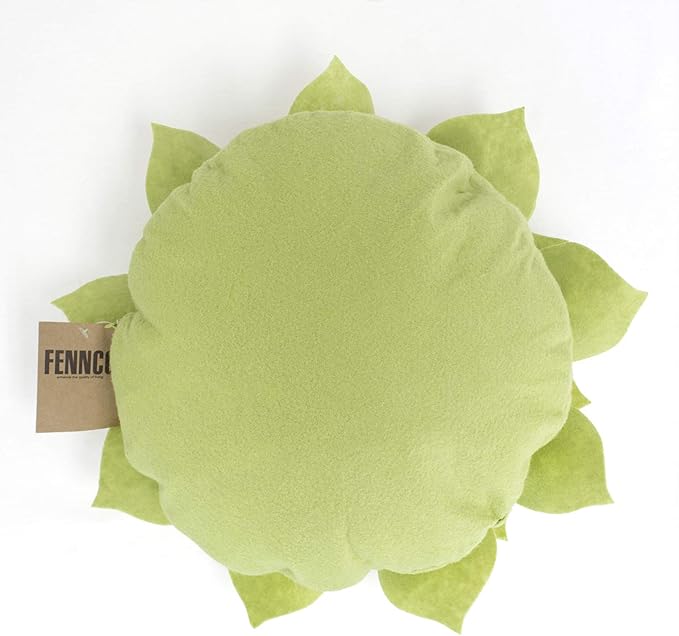 Fennco Styles Handmade 3D Heart-Shaped Petals Flower Decorative Filled Throw Pillow 13" Round - Lime Floral Pillow for Couch, Home Décor and Holiday, Housewarming Gift