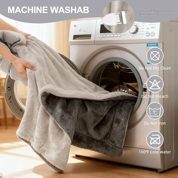 Heated Blanket Queen Size, 84"x90" Electric Heating Soft Dual-Sided Flannel Machine Washable Blanket, 12 Heat Levels & 12 Hours Auto Off, Soft Warm Flannel Blanket, Overheat Protection with ETL & FCC