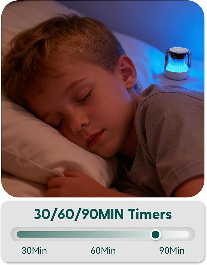Babelio Pocket Glow White Noise Sound Machine - Upgraded 7 Color Night Lights, 20 Non-Looping Sounds, Timer & Memory Function, Portable for Adults & Babies, Black