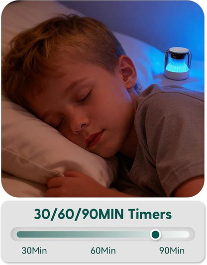 Babelio Pocket Glow White Noise Sound Machine - Upgraded 7 Color Night Lights, 20 Non-Looping Sounds, Timer & Memory Function, Portable for Adults & Babies, White