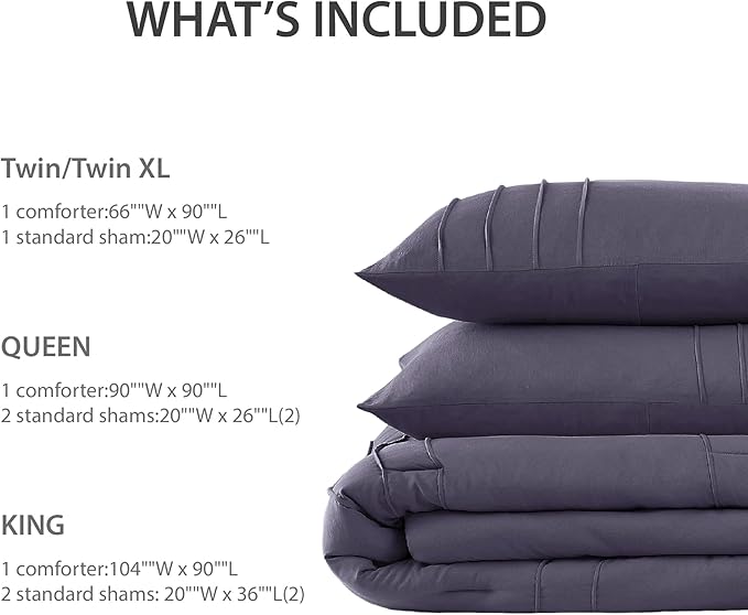 Queen Size Comforter Set Skipper Blue, 3 Pieces Bedding Set, Ultra Soft Prewashed Bed Set, Pinch Pleat All Seasons Lightweight Comforter and Shams