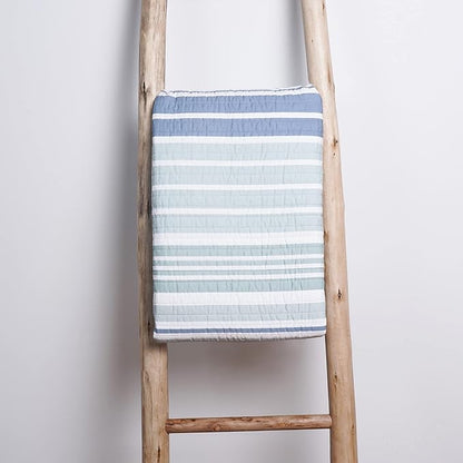 Levtex Home - Truro - Throw - Stripe in Shades of Blue - Throw Size 50x60in. - Cotton/Cotton