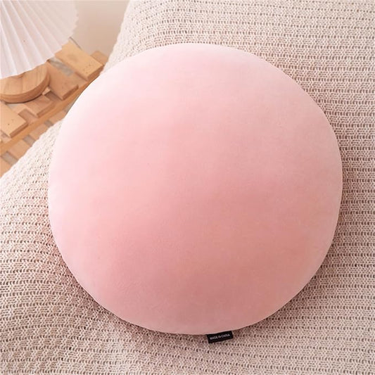 MOJUN Round Throw Pillow, 15.7" Soft Solid Color Round Sofa Lumbar Pillow Floor Pillow Home Decorative Pillow Cushion for Couch Car Living Room Bedroom, Pink