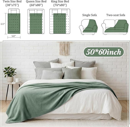 Kinlop Fleece Blanket Bulk 60 x 50 Inch Soft Lightweight Fleece Cozy Blanket Warm Throw Plush Pet Throw for Bed Couch Sofa Home Office Wedding Gifts Travel Camping(Gray Green)