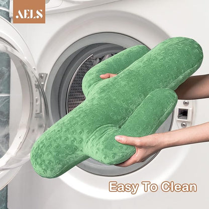 AELS Set of 2 Cactus Decorative Throw Pillows, 22"& 14" Cactus Plush Pillow Set, 3D Office Nap Pillow, Cute Succulent Throw Pillow for Nursery Bedroom Room Decor, Sage Green & Grass Green
