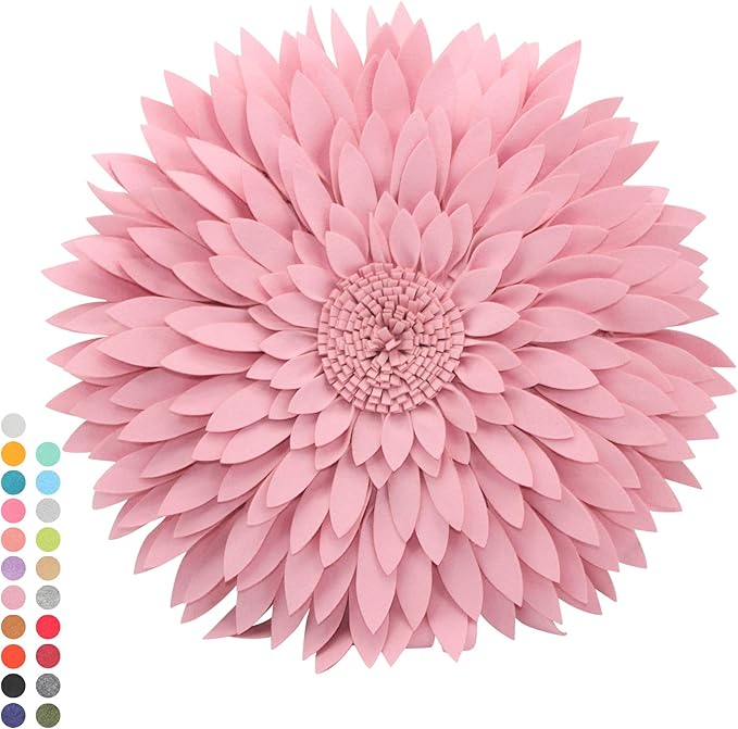 Contempo Lifestyles 3D Daisy Flower Pillow - Patented Design, Couch & Bed Decorative Pillow (18" Flower, 16" Pillow with Insert, Light Pink)