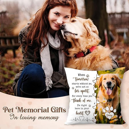 Custom Pet Memorial Throw Pillow (Insert Included), Photo Pillow, Dog Loss Sympathy Gift, Pet Pillow Covers