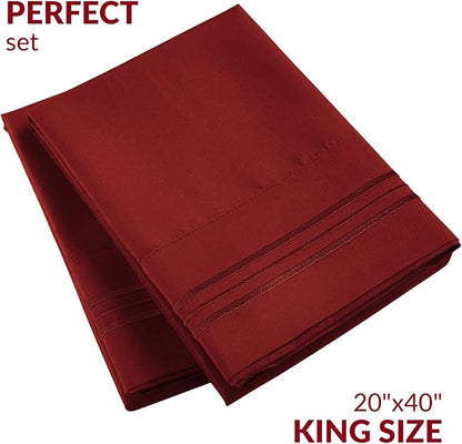 Mellanni Pillow Cases - Luxury, Extra Soft, Cooling Pillow Covers - 2 PC Iconic Collection Pillowcases - Envelope Closure (King 20" x 40", Brick Red)