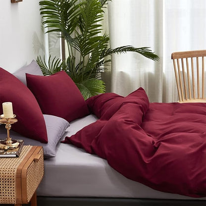 Cottonight Burgundy Comforter Cal King Claret Wine Red Bedding Comforter Set California King Women Dark Red Comforter Cotton Blanket Quilt Breathable Chic Modern Solid Comforter Set