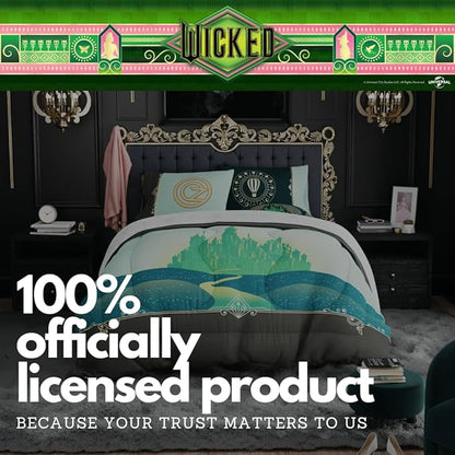 Collectibles Wicked Elphaba and Glinda Bedding 5 Piece Super Soft Reversible Comforter and Sheet Set, Queen, (Officially Licensed Product) by Franco