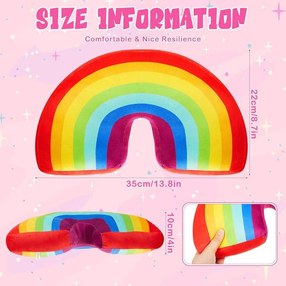 Chunful Rainbow Pillow for Girls Kids 13.8 x 8.7 x 4 Inch Plush Cute Rainbow Throw Pillow Arch Shaped Cushion Stuffed Decoration for Bed Chair Room Home Decor Easter Day(Colorful,2 Pcs)