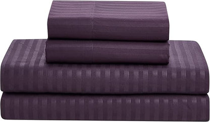 King Size Comforter Set 8 Piece Bed in a Bag with Bed Skirt, Fitted Sheet, Flat Sheet, 2 Pillowcases, 2 Pillow Shams, King, Dobby Purple