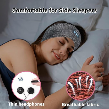Bluetooth Headphones, Sleep Headphones Headband Wireless for Sleeping Side Sleepers - Adjustable Sleep Headphone, and Bluetooth Headbands for Women Men(Grey)