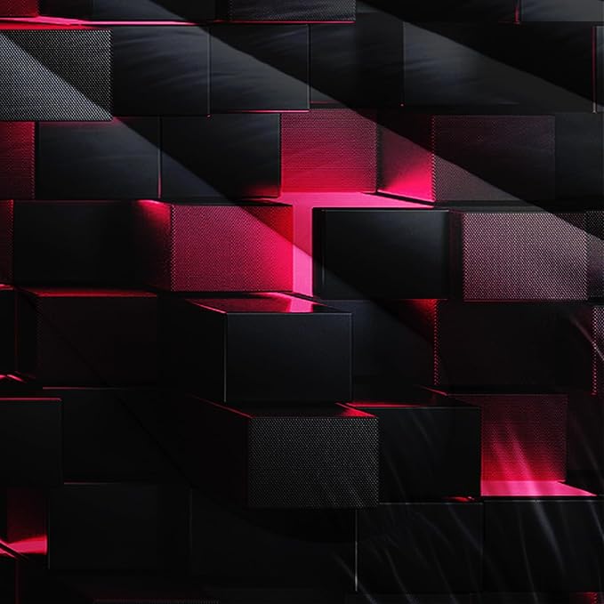 Neon Pink Black Comforter Set Full Geometric Kids Bedding Set,3 PCS Geometry Honeycomb Bed Set Modern Quilt Set 1 Comforter 2 Pillow Cases Cool Room Decor All Season B-Side Black