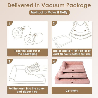 EHEYCIGA Large Dog Bed Memory Foam for Crate, Orthopedic Dog Bed Large Size Dogs with Washable Removable Cover, Waterproof Pet Sofa Couch with Nonskid Bottom, 35x22x6, Pink