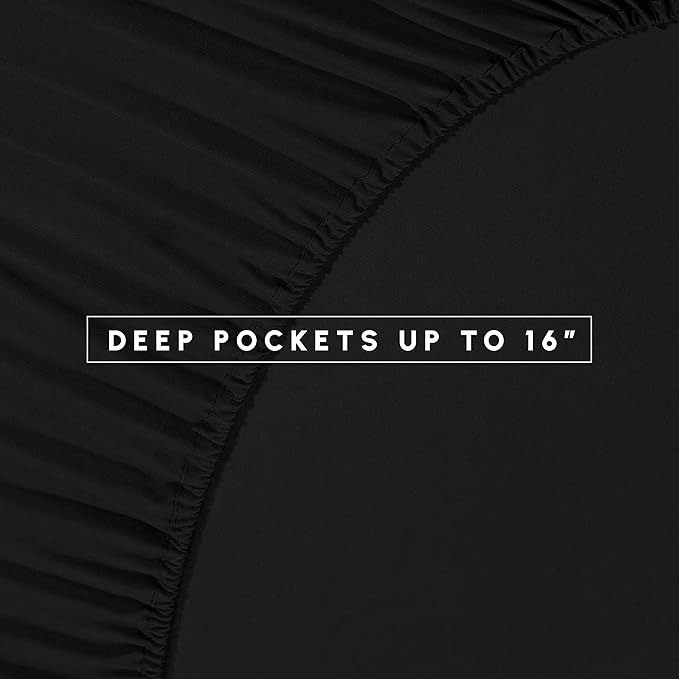 Elegant Comfort 8-Piece Pinch Pleated Comforter Set - All Season Complete Bed in a Bag, Includes 4pc Smart Sheet Set, Bed Skirt, Comforter, Matching Pillowcases and Shams, King/Cal King, Black