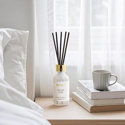 Airkeep Reed Diffuser Set, 3.38 fl oz (100 ml) - Balsam Fir Oil Diffusers with 8 Reed Sticks, Home Fragrance Reed Diffuser for Bathroom Shelf Decor