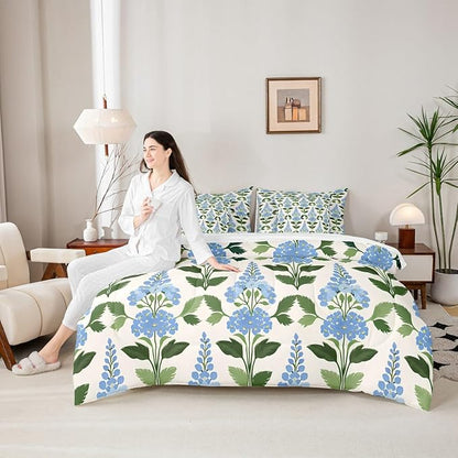 Feelyou Girls Flower Comforter Set with Sheets Queen Size 7 Pieces Kids Romantic Florals Pattern Bedding Set for Boys Women Teens Garden Botanical Nature Theme Bed in a Bag Room Decor