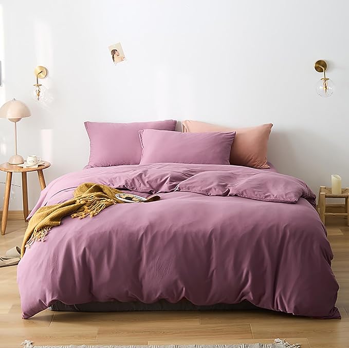 Cottonight Purple Comforter Set California King Dusty Purple Bedding Comforter Set Pale Mauve Blanket Quilts Soft Breathable Lilac Soft Breathable 3 Piece Comforter Set for Cal King Bed