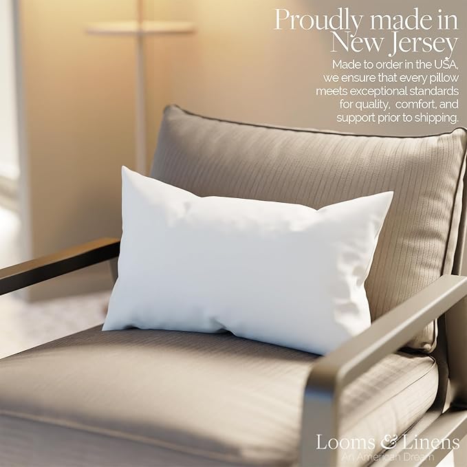 16x26 inch Lumbar Pillow Insert Boudoir Pillow with Down Alternative Filling by Looms and Linens - American Made Pillow - Set of 2 Throw Pillow Insert