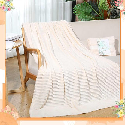 Buryeah 12 Pcs Wedding Flannel Fleece Throw Blanket Bulk with Thank You Card and Ribbon, 50 x 60 in Oeko-TEX Standard 100 Certified Blankets Outdoor Wedding, Guest Party Souvenirs (Ivory)