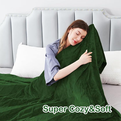 Electric Heated Blanket Queen Size 84"x90", Soft Plush Microplush for Bed, Dual Controllers & Dual Heating Zones, 10 Hours Auto Off & 5 Heating Levels, Machine Washable, Gifts for Family-Green