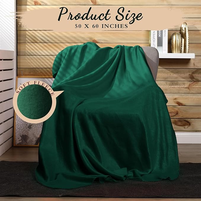 Kinlop Fleece Blanket Bulk 60 x 50 Inch Soft Lightweight Fleece Cozy Blanket Warm Throw Plush Pet Throw for Bed Couch Sofa Home Office Wedding Gifts Travel Camping(Turquoise Green)