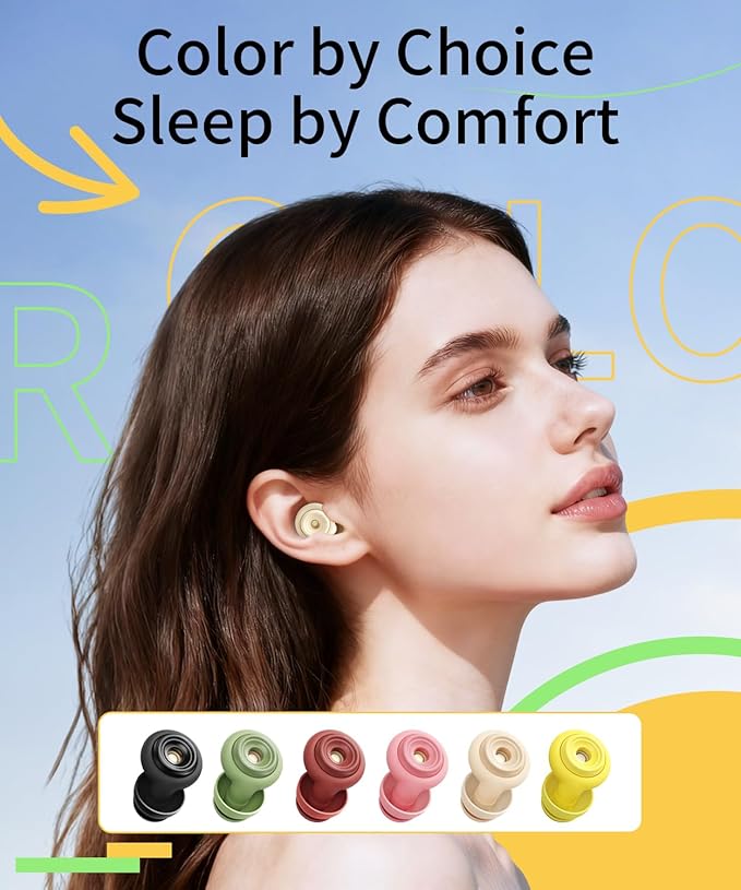 Ear Plugs for Sleeping 45dB Reusable Noise Cancelling Ear Plugs with 8 Eartips and Travel Case for Concerts, Snoring, Travel, Study Sleeping earplugs(Beige)