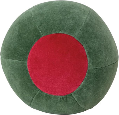 Creative Co-Op Cotton Velvet Olive Shaped Pillow, Green and Red