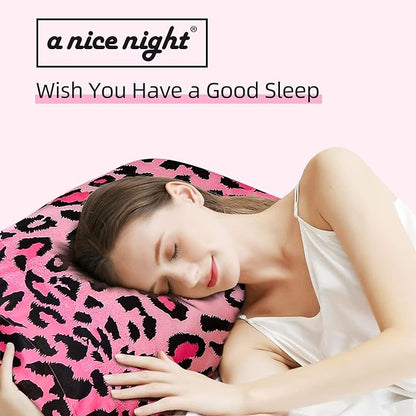 A Nice Night Leopard Printed，Satin Silky Soft Quilt Sexy Luxury Super Soft Microfiber Comforter Quilt Bedding Comforter Set Full/Queen, Light Weighted (Pink, King(88-by-102-inches))