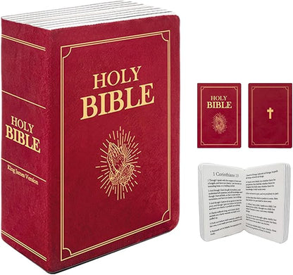 The Holy Bible Pillow Plush- Book Shape, Openable, Cozy Faith Bible Pillow Christian Bible Verse Pillow (red)