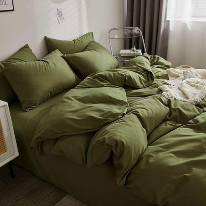 Nanko King Comforter Set Dark Green, Olive Green Soft Reversible All Season Down Alternative Quilted Duvet Insert, Microfiber Filling, Luxury Quality Bedding Sets in a Bag 3PCs 104x90 inch Sage