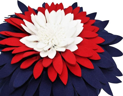 3D Daisy & Sunflower Decorative Pillows - 14.5" & 13" Flower Shaped Pillows With Insert, American Flag Pattern