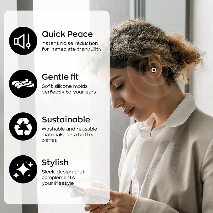 Dison Ear Plugs for Sleeping, Reusable Earplugs for Noise Reduction Silicone Hearing Protection Ear Plugs with 6 Ear Tips Black
