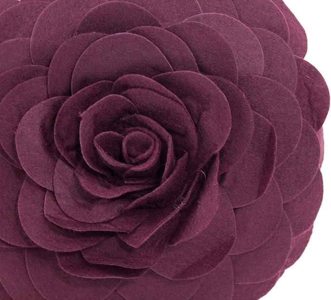 Fennco Styles Eva's Flower Garden Decorative Filled Throw Pillow 13" Round - Wine Floral Accent Pillow for Home, Couch, Bed, Living Room, Holiday and Office Décor