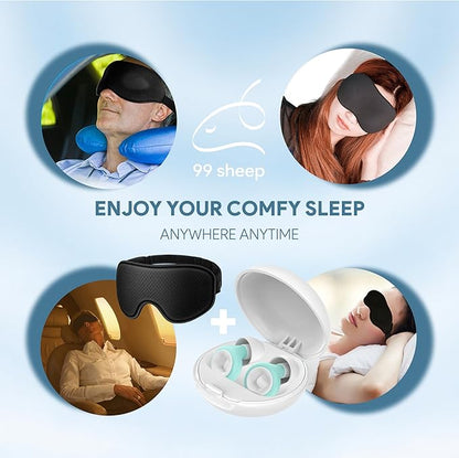 Silicone Ear Plugs for Sleeping – 27 dB Noise Reduction, Reusable Soft Earplugs for Side Sleepers + Bonus 3D Blackout Sleep Mask for Travel, Snoring & Migraine Relief