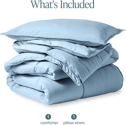 Bare Home Comforter Set - Twin/Twin Extra Long Size - Ultra-Soft - Goose Down Alternative - Premium 1800 Series - All Season Warmth (Twin/Twin XL, Light Blue)