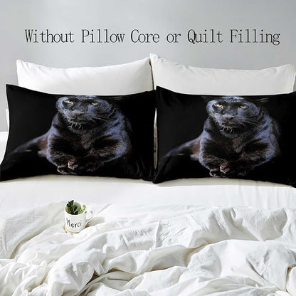 VIVIHOME 2PCS Black Panther Bedding Set, Twin Duvet Cover, African Safari Wild Animal Cheetah Leopard Bedding, Comforter Cover, Quilt Cover, Apartment Decor, Modern Bedroom Decor for Men, 1 Pillowcase