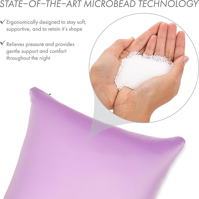 PILLOWY 24" x 24" Throw Pillow - Purple: 1 PCS Luxurious Premium Microbead Pillow with 85/15 Nylon/Spandex Fabric. Forever Fluffy, Outstanding Beauty & Support. Silky, Soft & Beyond Comfortable