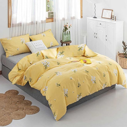 HighBuy Yellow Flower Comforter Set King Size,Girls Floral Bedding Set - 1 Cottagecore Comforter and 2 Pillow Shams,Boho Chic,Coquette,Fluffy Comforter Set for King Bed