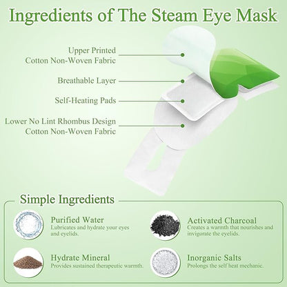32Packs Steam Eye Mask, Heated Eye Mask for Sleeping, Warm Compress for Eyes, Self Heating Disposal Steam Mask for Home Sleep, Office, Spa, Travel Essentials Valentine's Day Gift (Green Tea)