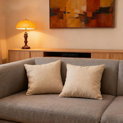 Decorative Couch Pillow Covers SofaThrow pillows with inserts included Bohemian-Style Country Cushion Cover Suitable for Beds, Sofas, Living Rooms, and Home Decor 2pack 18X18 inch.(Light Linen)