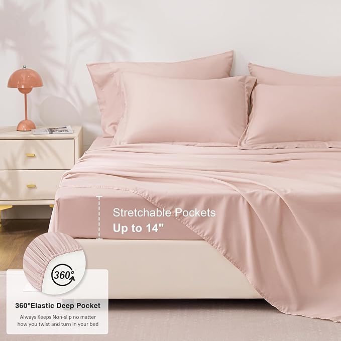 Love's cabin Twin XL Comforter Set Blush Pink, 5 Pieces Twin XL Bed in a Bag, All Season Bedding Sets with 1 Comforter, 1 Flat Sheet, 1 Fitted Sheet, 1 Pillowcase and 1 Pillow Sham
