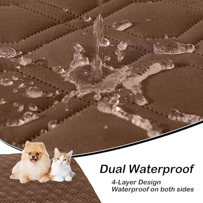 hyha Waterproof Dog Bed Blanket, Soft Pet Blankets, Waterproof Couch Cover for Dogs, Reversible Sofa Covers Washable for Furniture (68x82 Inch, Brown/Beige)