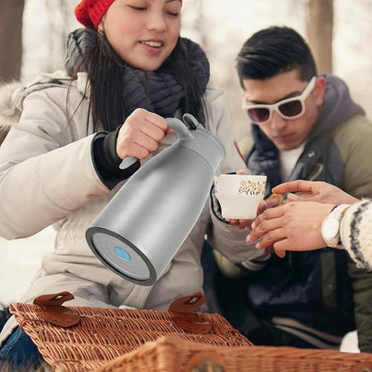Norme 2 Pcs Thermal Coffee Carafe Insulated Stainless Steel Coffee Carafe for Hot Liquid Vacuum Thermal Pot Creamer Pitcher Dispenser with Brushes Keeping Hot Water Milk(Gray,51 oz)