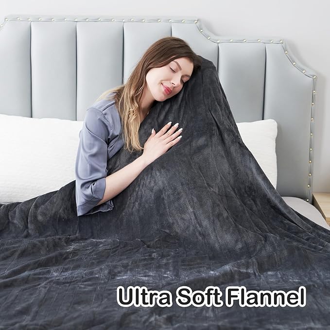 Electric Heated Blanket Twin Size 62"x84", Fast Heating Throw, Soft Plush Microplush for Bed & Couch, 1-10Hs Auto Off & 6 Heating Levels, Machine Washable, Gifts for Grandma & Family-Dark Gray